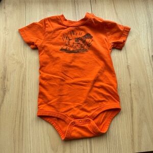 Carhartt Orange Baby Bodysuit with GSP Hunting Dog Graphic